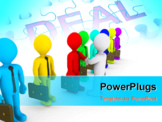 PowerPoint Template - Many colored businessmen and one grey shakes hands with the red one