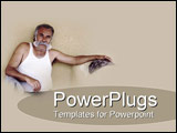 PowerPoint Template - Tanned aged man sporting healthy full grey moustache leans back ready to talk story