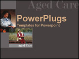PowerPoint Template - With the theme of aged care  an elderly man and a a woman each relax in their own way