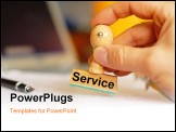 PowerPoint Template - service concept with stamp in office and selective focus copyspace