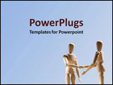 PowerPoint Template - Two wooden models shaking hands