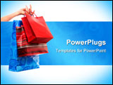 PowerPoint Template - Shopping bags in a hand isolated over white background