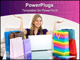 PowerPoint Template - Woman portrait smiling shopping online with bags