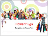 PowerPoint Template - Happy shopping people. Isolated over white background