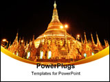PowerPoint Template - Shwedagon Pagoda At Night, the most famous pagoda in Yangon, myanmar