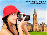 PowerPoint Template - Girl sightseeing with a camera.