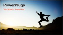 PowerPoint Template - Silhouette of a young male jumping over sunset background with copyspace