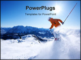PowerPoint Template - skier in powder snow in wonderful mountain scape