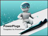 PowerPoint Template - 3D render of a man skiing.