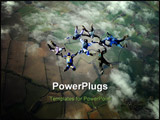 PowerPoint Template - Eight Skydivers building a formation high up in the air