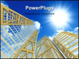 PowerPoint Template - High modern skyscrapers on a background of the blue sky and in solar patches of light