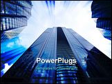PowerPoint Template - Contemporary urban scene. Tall buildings and sky as background. Sky scrappers