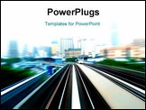 PowerPoint Template - Sky Train moving fast in a hazy city.