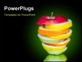 PowerPoint Template - Orange lemon and apple slices composition isolated on black background