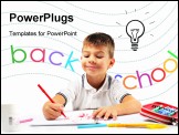 PowerPoint Template - Smiling child having an idea while drawing