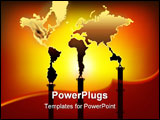 PowerPoint Template - world map shaped smoke rise form factory chimney