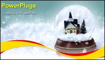 PowerPoint Template - Snow globe with church and christmas trees inside. Copy space available
