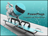 PowerPoint Template - 3D render of a man competing in the skeleton bobsleigh