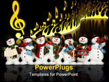 PowerPoint Template - snowmen playing music instruments isolated over black with reflection