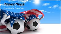 PowerPoint Template - 3D cartoon Soccer Ball characters like football fans with a USA flag