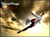 PowerPoint Template - a soccer player in a action and a sunset