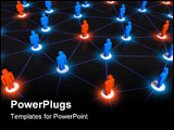 PowerPoint Template - Social network concept: group of abstract color human figures connected to each other