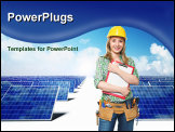 PowerPoint Template - smiling engineer and solar panel background
