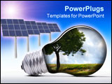 PowerPoint Template - solar system with solar panels and lamp