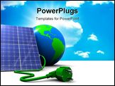 PowerPoint Template - abstract 3d illustration of solar panel with earth globe over white background