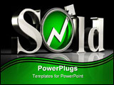 PowerPoint Template - d illustration of large metallic letters spelling the word Sold with a green arrow pointing up insi