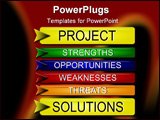 PowerPoint Template - Illustration of a set of project management buttons illustrating SWOT analysis.