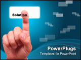 PowerPoint Template - Buzinessman finger on button SOLUTION isolated on white