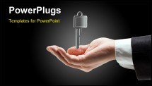 PowerPoint Template - Businessman hand with key - real estate concept
