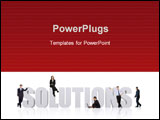 PowerPoint Template - business team working around the word solutions