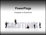 PowerPoint Template - business team working around the word solutions