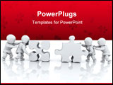 PowerPoint Template - 3D render of men solving jigsaw puzzles