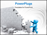 PowerPoint Template - 3D render of a man solving a jigsaw puzzle