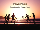 PowerPoint Template - people are playing football during sunset in a beach