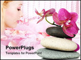 PowerPoint Template - Orchid laying on stones isolated on white