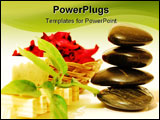 PowerPoint Template - Spa stones with leaves, handmade soap, leafs and red flowers on a white background