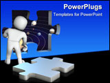 PowerPoint Template - a man looking through an opened puzzle window into the space