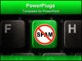 PowerPoint Template - Computer keyboard with No SPAM key internet concept