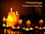 PowerPoint Template - Arrangement for spa with candle lightstowels and petals in darkness on wood table