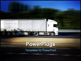 PowerPoint Template - A white semi-trailer traveling on a highway