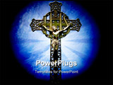 PowerPoint Template - Photo of a religious cross sky lighted and spotlighted.
