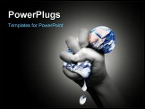 PowerPoint Template - oncept photo of lighten hands and squeezed Earth, presenting human harmful influence on well being 