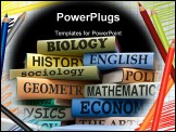 PowerPoint Template - school books on a stack educational textbooks with text education leads to knowledge