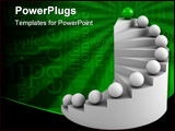 PowerPoint Template - green sphere on the top of the stairs. leadership concept
