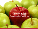 PowerPoint Template - One Red Apple stands out among many Green.