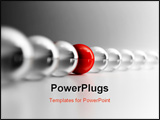 PowerPoint Template - Chain of glass balls with unique red in the middle. Unique, individuality concept.